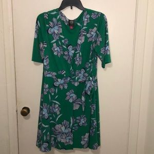 Green Floral Wrap Dress
